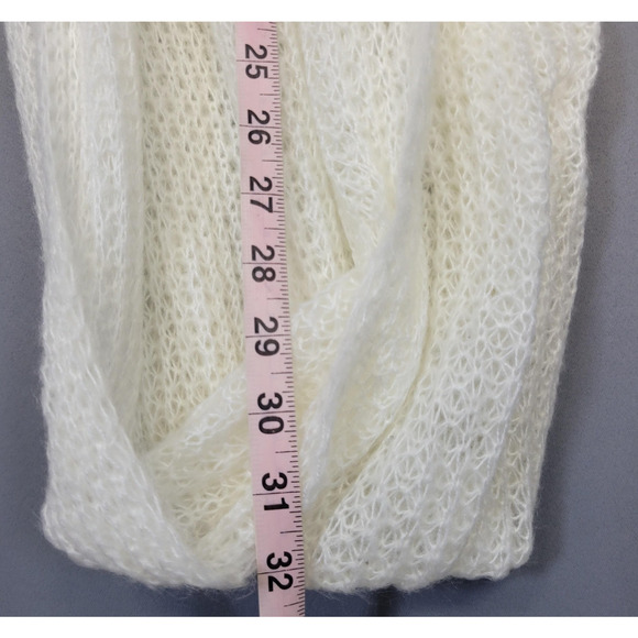 Infinity Scarf Womens One Size Ivory Off White Open Knit Loop Soft Acrylic Cozy - Picture 5 of 9